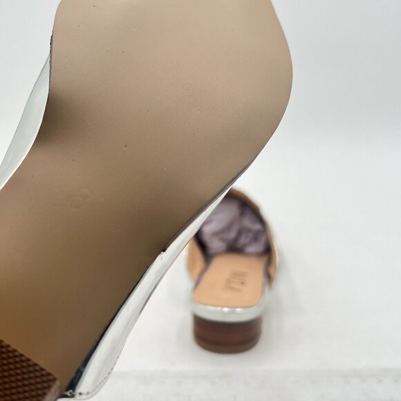 YDN Silver Low Heels Mules Slip On Loafers Pointy Toe Clogs Slide Slipper - Picture 6 of 8